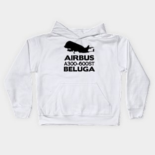 Airbus A300-600ST Beluga Silhouette Print (Black) Kids Hoodie